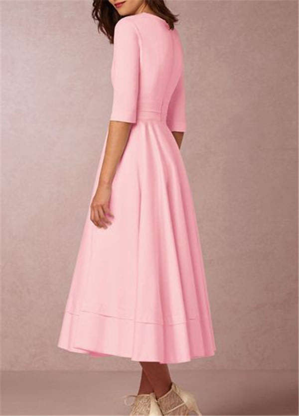Pink Formal Cocktail Midi Dress