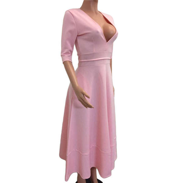 Pink Formal Cocktail Midi Dress