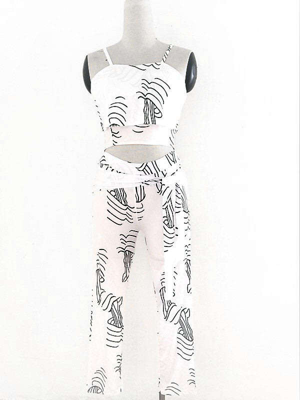 JUMPSUITS/JUMPSUIT/SUMMER JUMPSUIT/WHITE JUMPSUIT/FLOUNCE JUMPSUIT/CASUAL JUMPSUIT/PRINTED JUMPSUIT