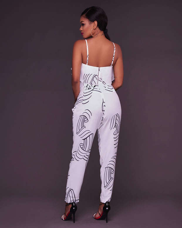 JUMPSUITS/JUMPSUIT/SUMMER JUMPSUIT/WHITE JUMPSUIT/FLOUNCE JUMPSUIT/CASUAL JUMPSUIT/PRINTED JUMPSUIT