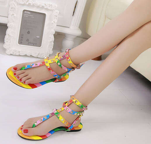 Multicolored Flat Sandal Boho Sandal Shoes