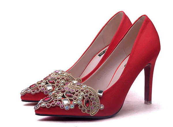BRIDAL SHOES/BRIDAL PUMP SHOES/RED BRIDAL SHOES/BEADED BRIDAL SHOES/BRIDAL WEDDING SHOES