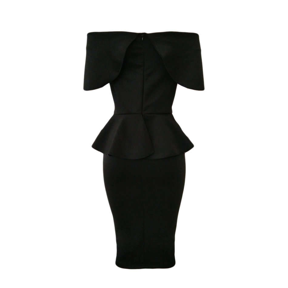 DRESS/DRESSES/BLACK DRESS/PEPLUM DRESS/MIDI DRESS/PARTY DRESS/FORMAL DRESS