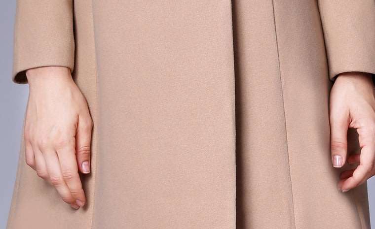 Women Camel Double Breasted Solid Long Sleeve Winter Woollen Coat