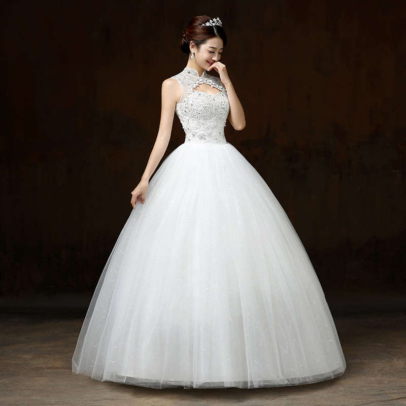 White Sequin Princess Wedding Dresses