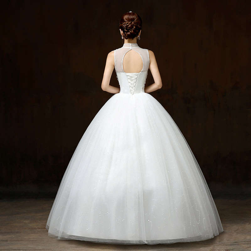 White Sequin Princess Wedding Dresses