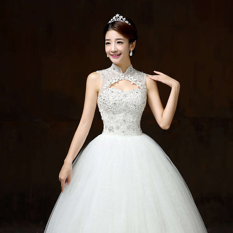 White Sequin Princess Wedding Dresses