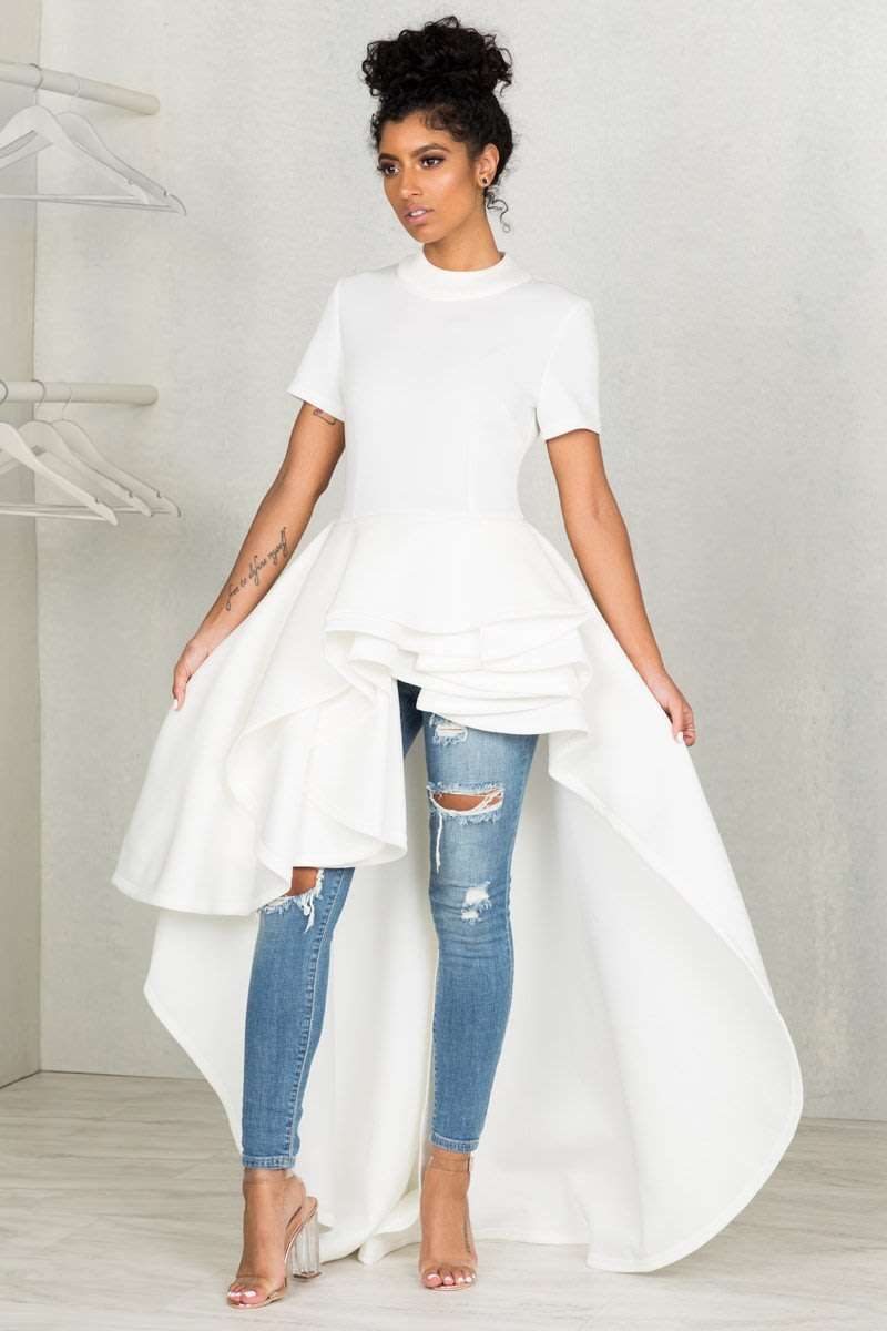 White hi-low party dress
