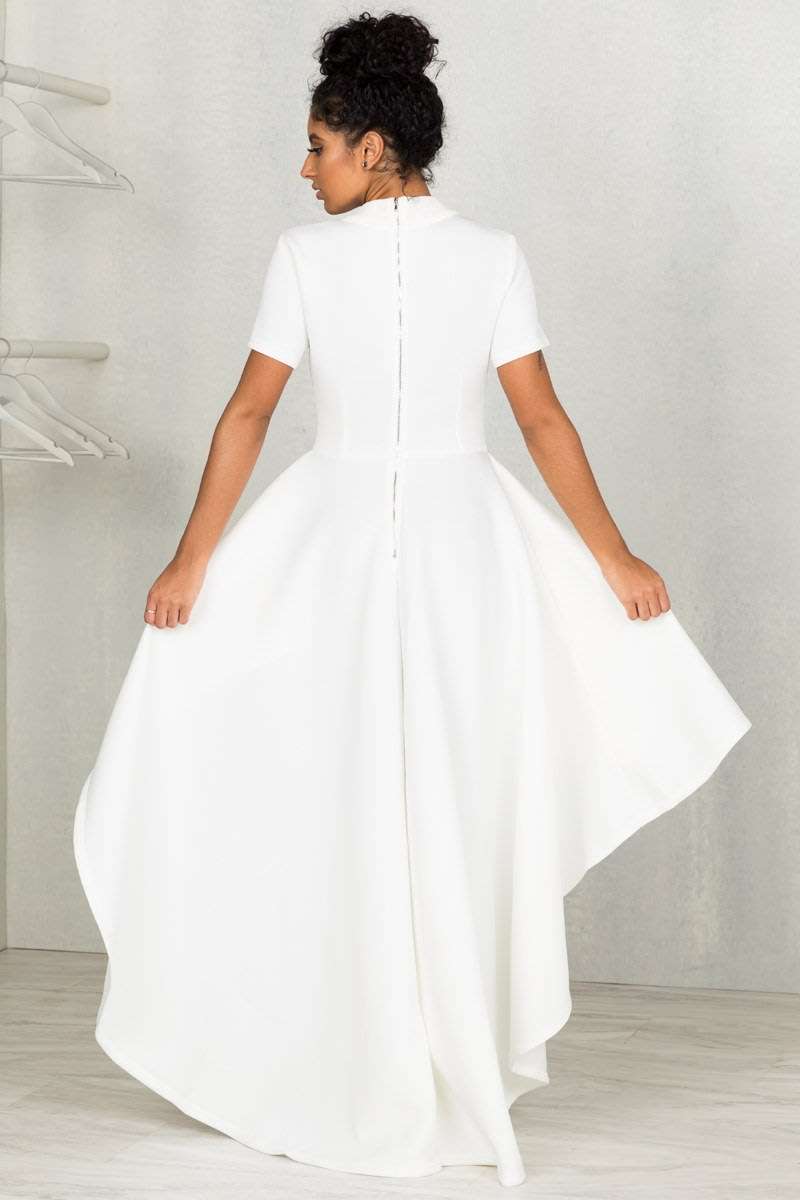 White hi-low party dress