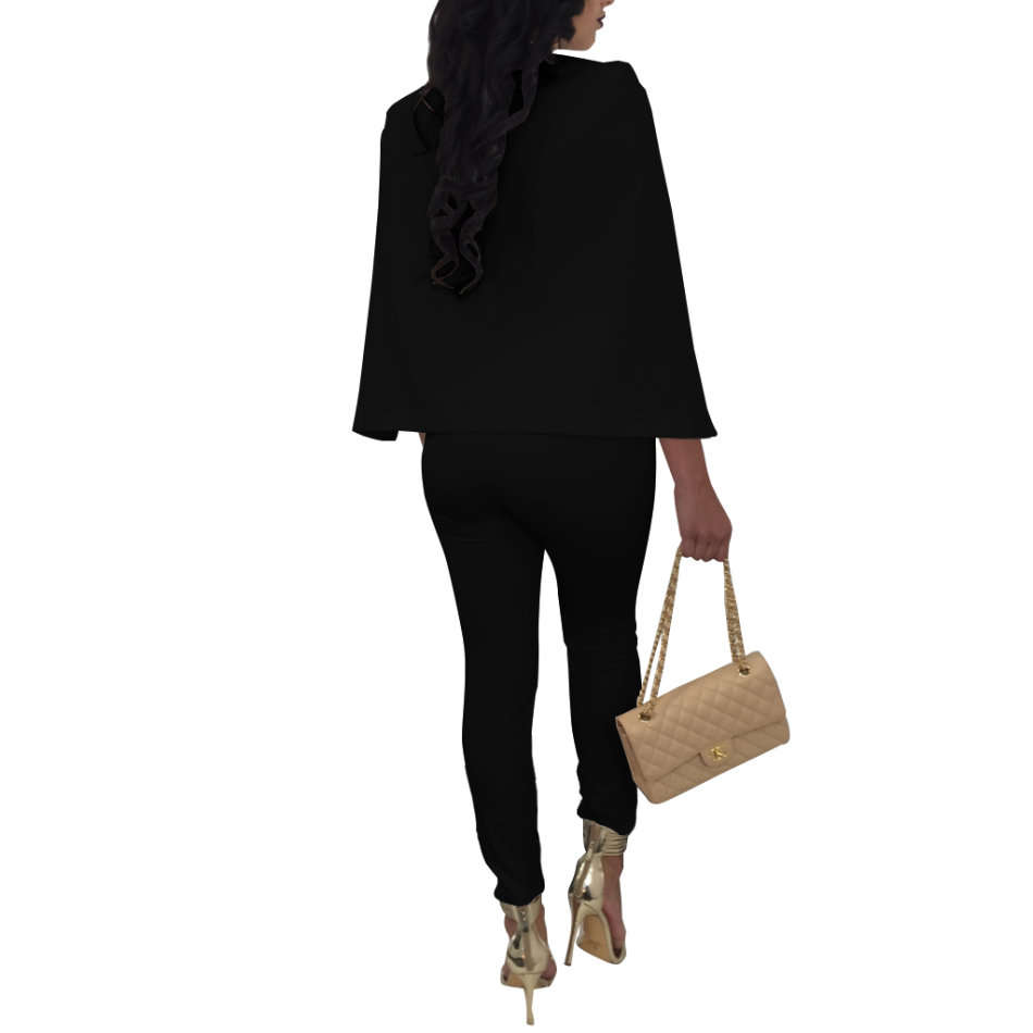 Black Caped Embellished Jumpsuits