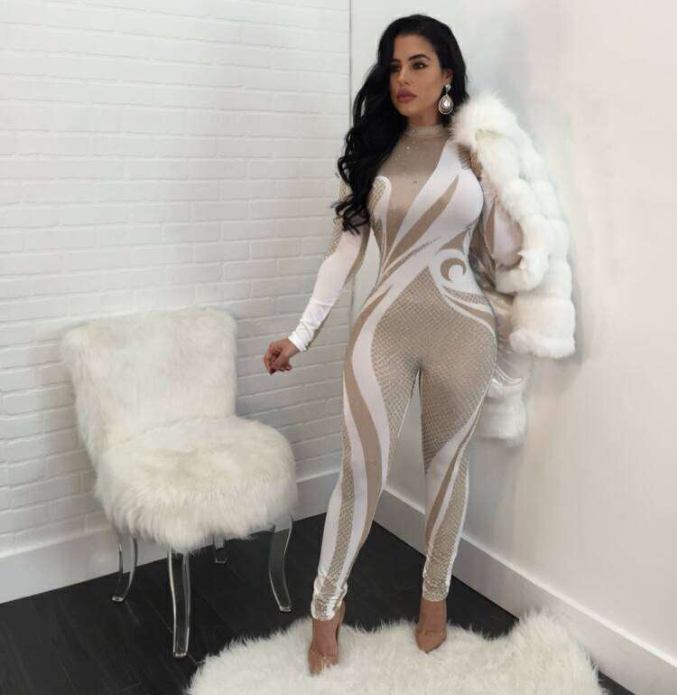 JUMPSUITS/JUMPSUIT/WHITE BEIGE JUMPSUIT/BODYCON JUMPSUIT/PARTY JUMPSUIT/SLEEVED JUMPSUIT