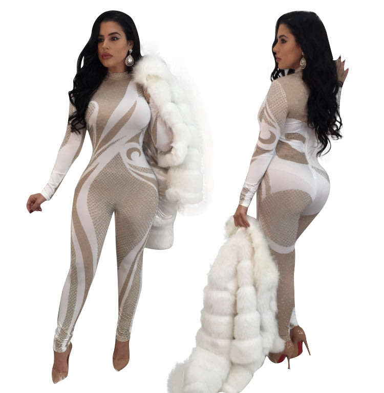 JUMPSUITS/JUMPSUIT/WHITE BEIGE JUMPSUIT/BODYCON JUMPSUIT/PARTY JUMPSUIT/SLEEVED JUMPSUIT