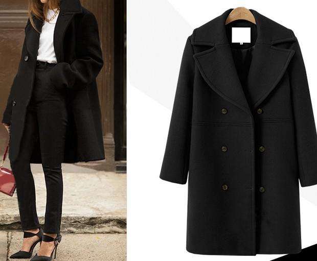 COAT/COATS/WOMENS COATS/BLACK COAT/DOUBLE BREASTED COAT/LONG COAT/WOOLEN COAT/WINTER COAT/DRESS COAT