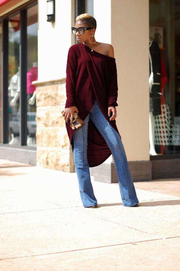 Red Asymmetrical Long Sleeve Fashion Top