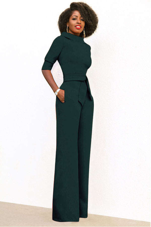 JUMPSUITS/JUMPSUIT/GREEN JUMPSUIT/WOMENS JUMPSUIT/BELTED JUMPSUIT/WIDE LEG JUMPSUIT