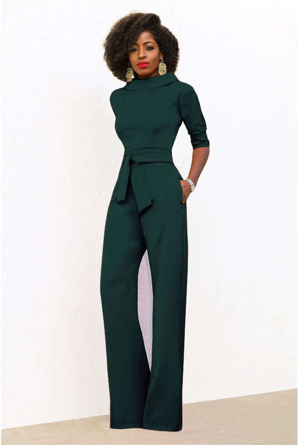 JUMPSUITS/JUMPSUIT/GREEN JUMPSUIT/WOMENS JUMPSUIT/BELTED JUMPSUIT/WIDE LEG JUMPSUIT