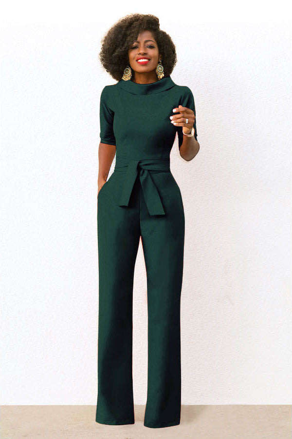 JUMPSUITS/JUMPSUIT/GREEN JUMPSUIT/WOMENS JUMPSUIT/BELTED JUMPSUIT/WIDE LEG JUMPSUIT