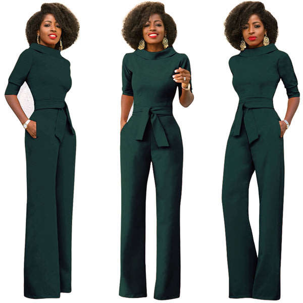 JUMPSUITS/JUMPSUIT/GREEN JUMPSUIT/WOMENS JUMPSUIT/BELTED JUMPSUIT/WIDE LEG JUMPSUIT