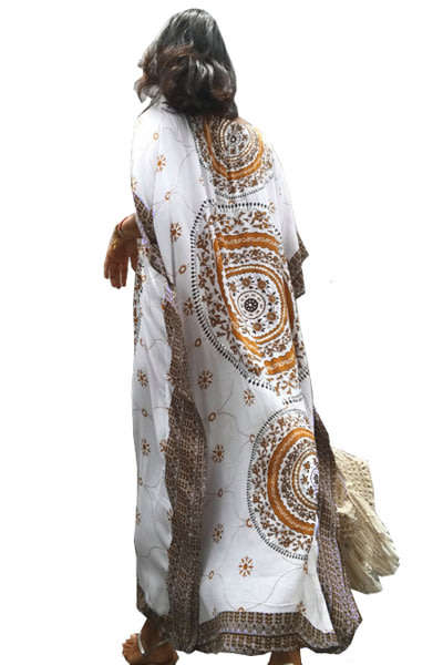 Maxi Beach Swimsuit Cover Up Ethnic Print Kaftan