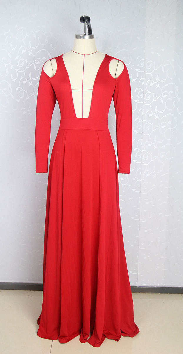 Red sexy high slit evening dresses