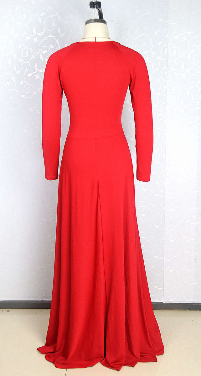 Red sexy high slit evening dresses