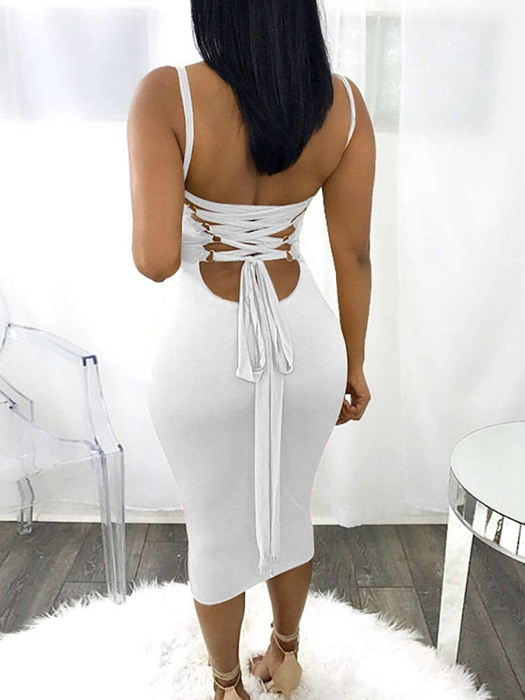 DRESSES/DRESS/WHITE DRESS/SEXY DRESS/LACE UP DRESS/BODYCON DRESS/PARTY DRESS/MINI DRESS