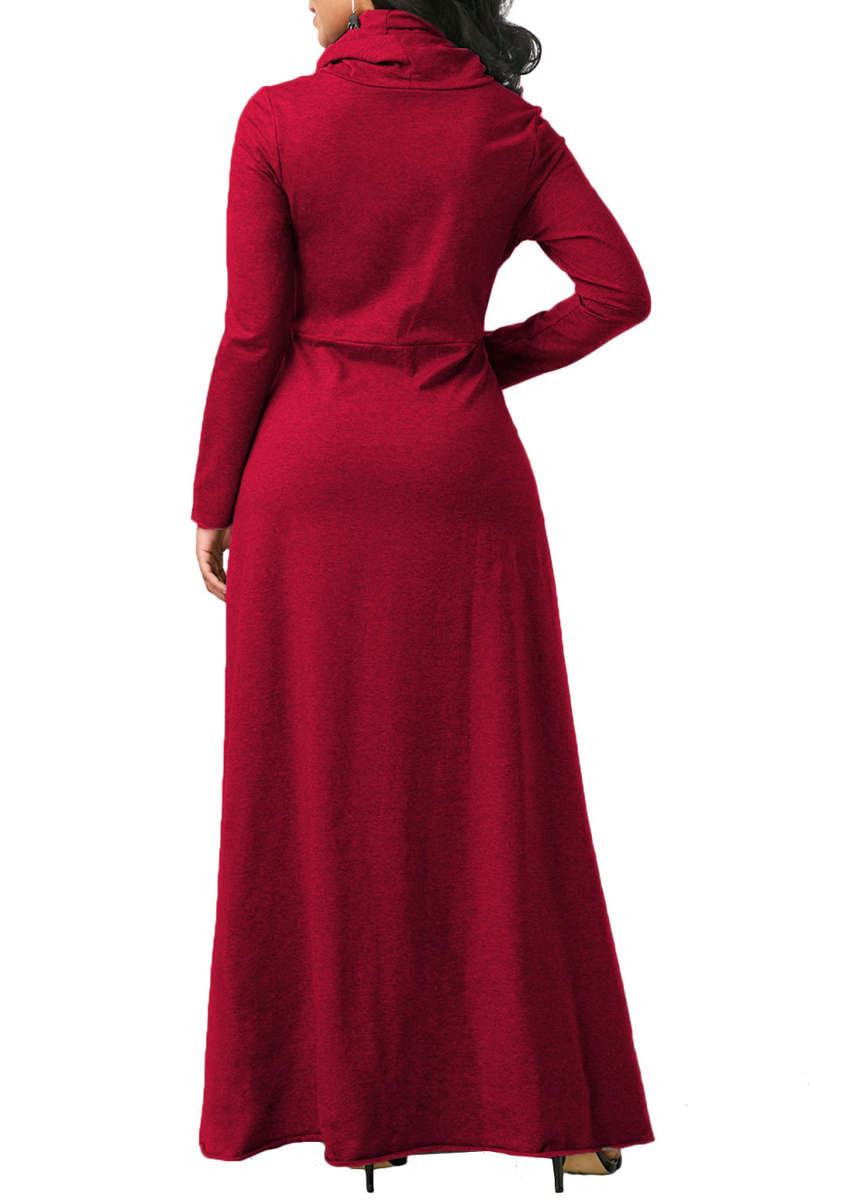 DRESSES/DRESS/MAXI DRESS/WINE RED MAXI DRESS/COWL NECK MAXI DRESS/LONG SLEEVE MAXI DRESS/MAXI DRESS