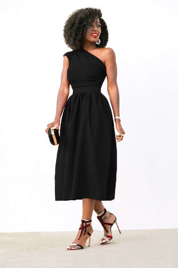 DRESSES/DRESS/DRESS/A-LINE DRESS/ONE SHOULDER DRESS/BLACK DRESSES/FORMAL DRESSES/MIDI DRESS/DRESSES