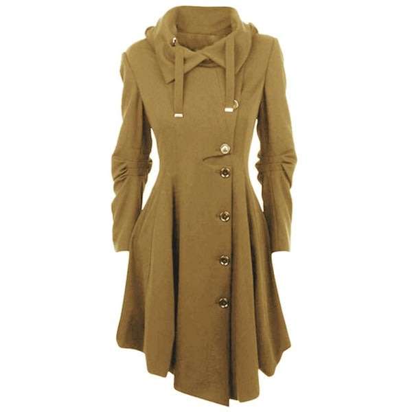 Ladies woolen camel winter single breasted asymmetric coats