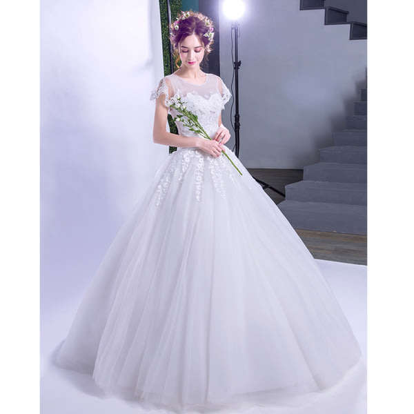 White Lace Princess Wedding Dresses