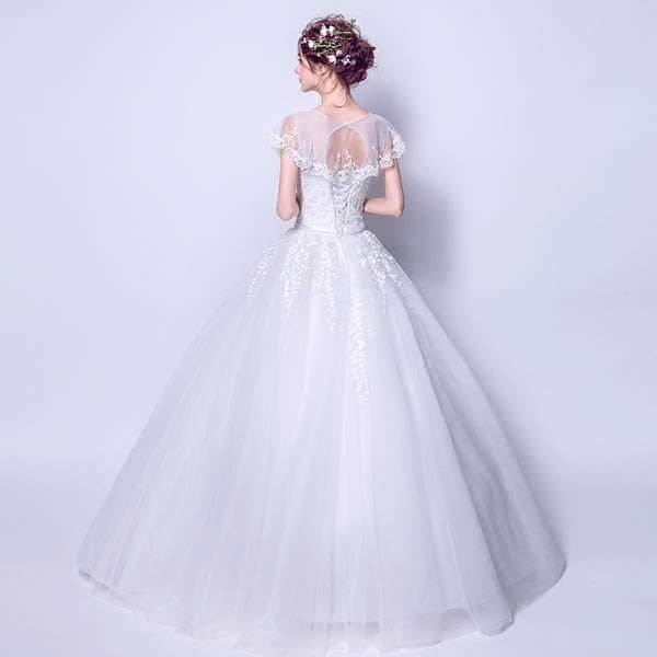 White Lace Princess Wedding Dresses