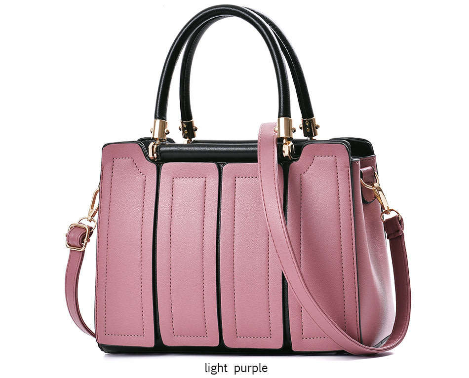 Womens Zipper Light Purple Office Shoulder Handbag