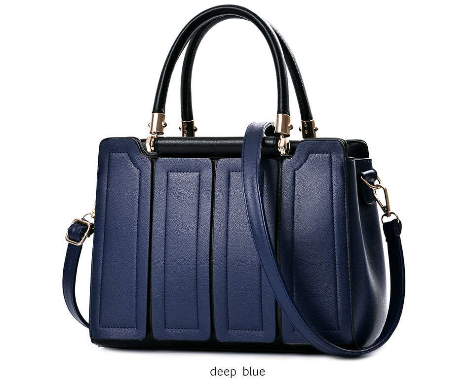 Womens zipper deep blue office shoulder handbag