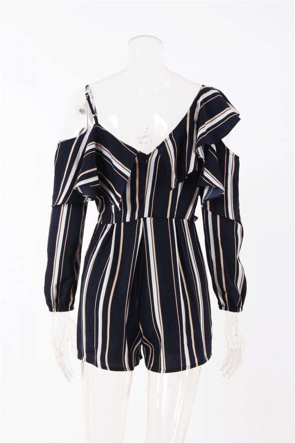 Blue And White Playsuit Short Jumpsuit Striped Romper