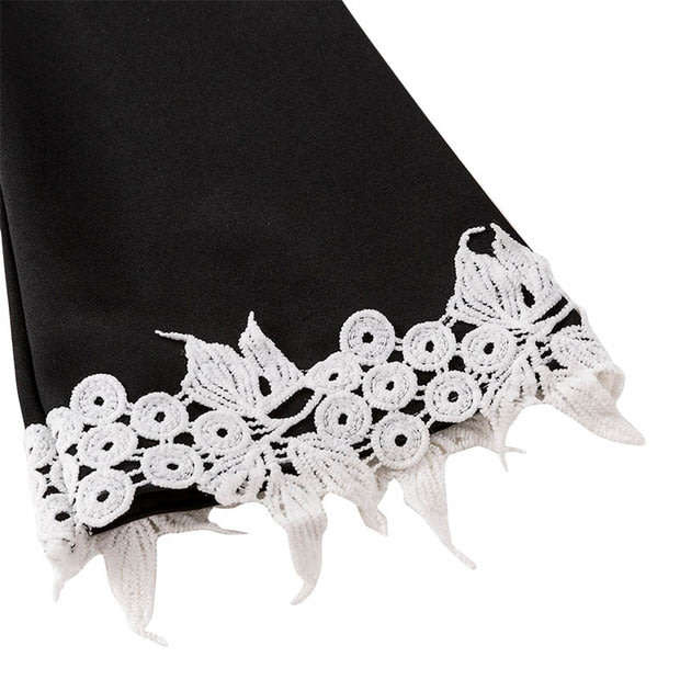 DRESSES/DRESS/PENCIL DRESS/BLACK DRESS/FORMAL DRESS/OFFICE DRESS/CONTRAST DRESS/APPLIQUE DRESS/DRESS