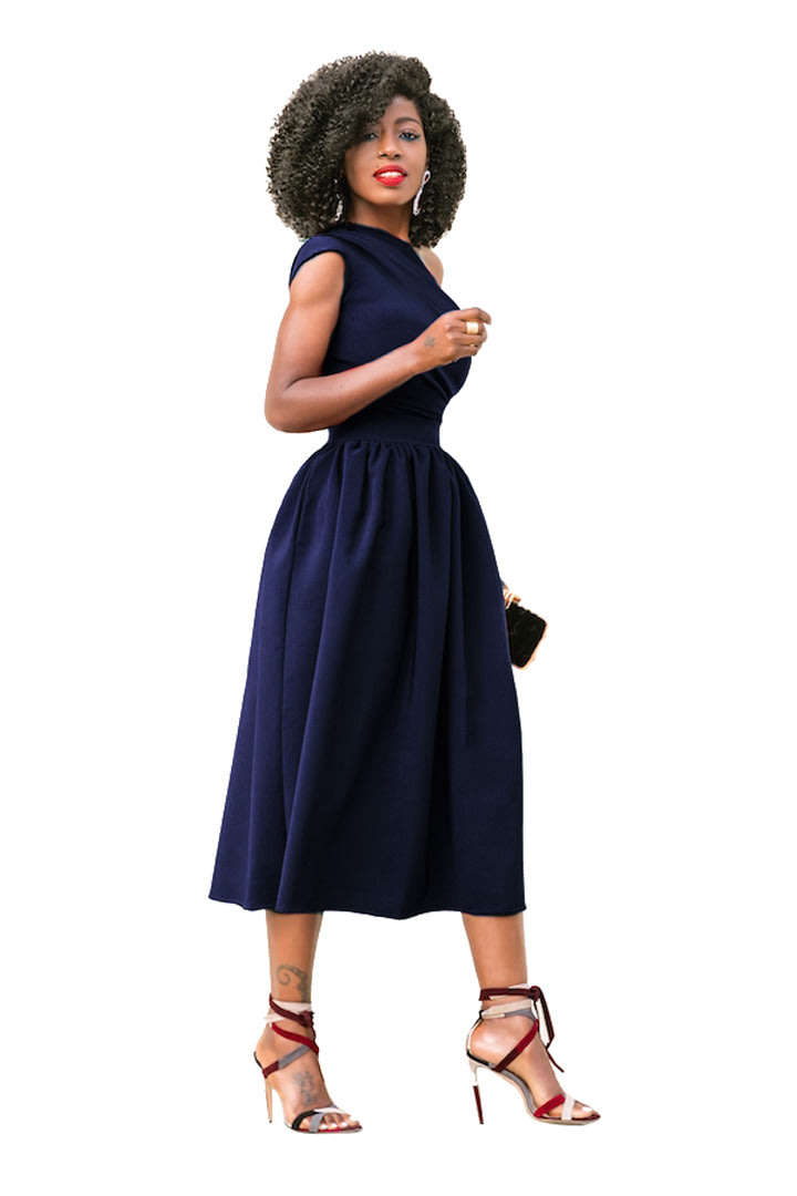 DRESSES/DRESS/DRESS/A-LINE DRESS/ONE SHOULDER DRESS/NAVY DRESSES/FORMAL DRESSES/MIDI DRESS/DRESSES