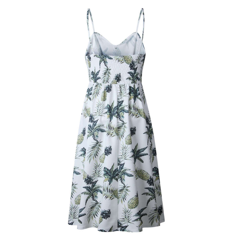 Dresses White Sleeveless Printed Summer Dress