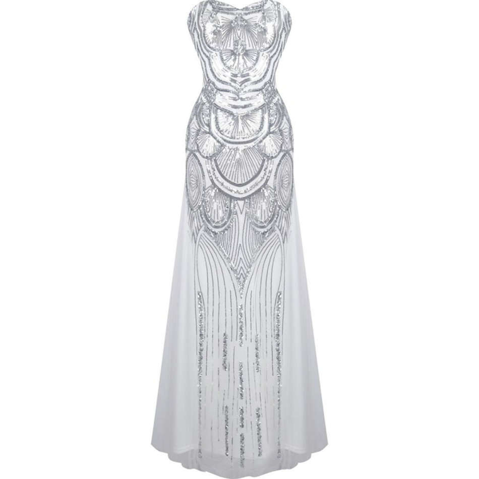 Vintage retro silver evening gown