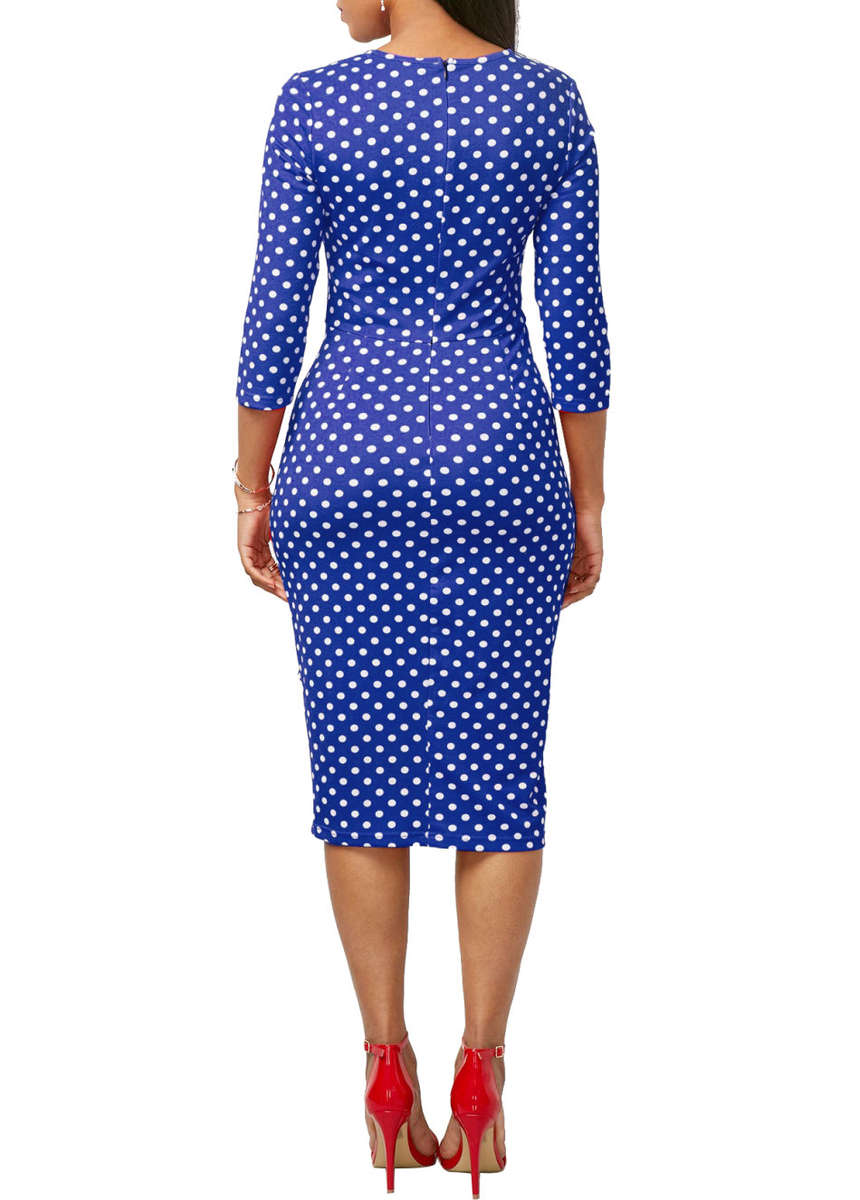 DRESSES/DRESS/POLKA DOT DRESS/MIDI DRESS/OFFICE DRESS/BLUE DRESS/BODYCON DRESS/PENCIL DRESS/DRESSES