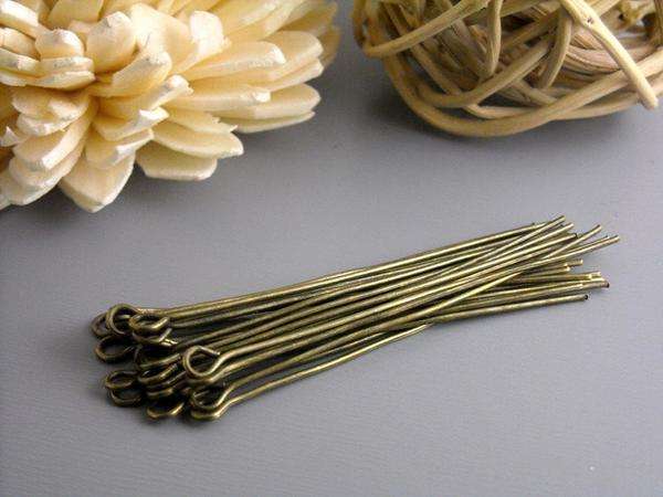 FINDINGS/EYEPINS/EYE PINS/EYE PINS BRASS/EYE PINS BRONZE/EYE PINS 5CM/LONG EYE PINS/BEADING EYE PINS