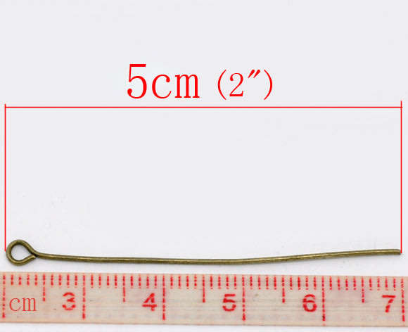 FINDINGS/EYEPINS/EYE PINS/EYE PINS BRASS/EYE PINS BRONZE/EYE PINS 5CM/LONG EYE PINS/BEADING EYE PINS