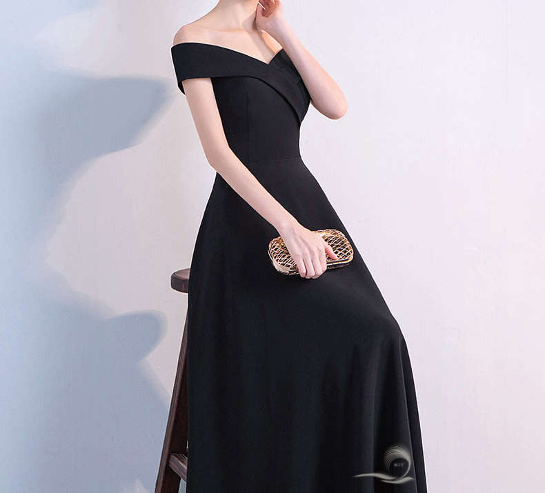 Black off shoulder womens evening dresses
