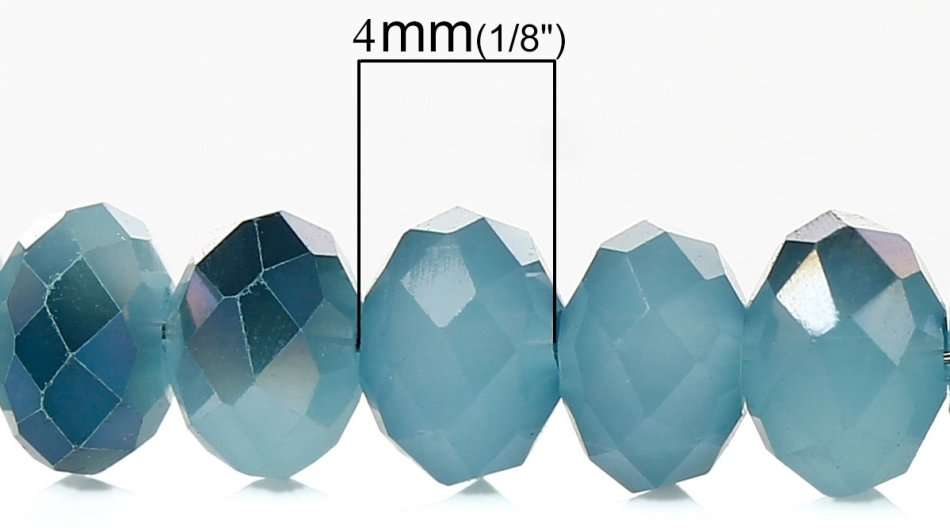 CZECH CRYSTAL GLASS FACETED BEADS RONDELLE TWO TONE NAVY AND LIGHT BLUE 4MM