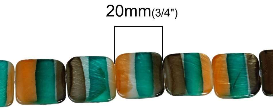Natural Green Brown Striped Square Shell Beads