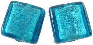 BEADS/GLASS BEADS/FOIL GLASS BEADS/SQUARE GLASS BEADS/PEACOCK BLUE GLASS BEADS/12MM GLASS BEADS