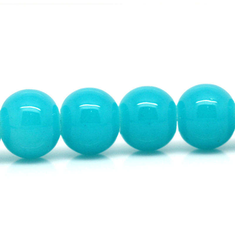 Glass Beads Round Solid Blue 8mm