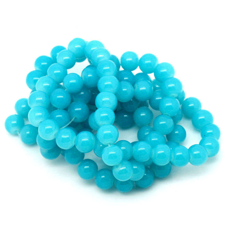 Glass Beads Round Solid Blue 8mm