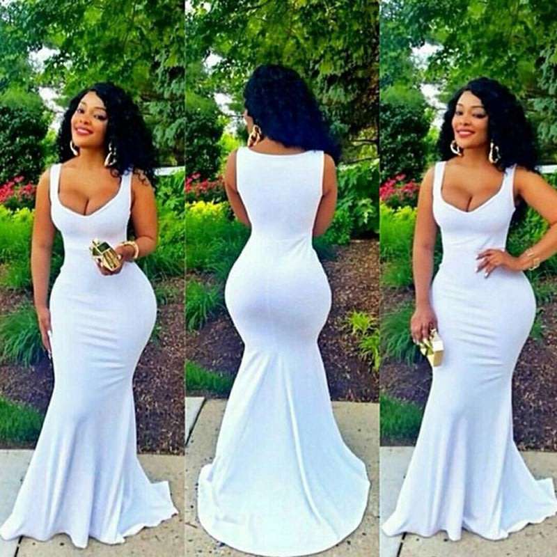 Maxi white formal party mermaid dresses