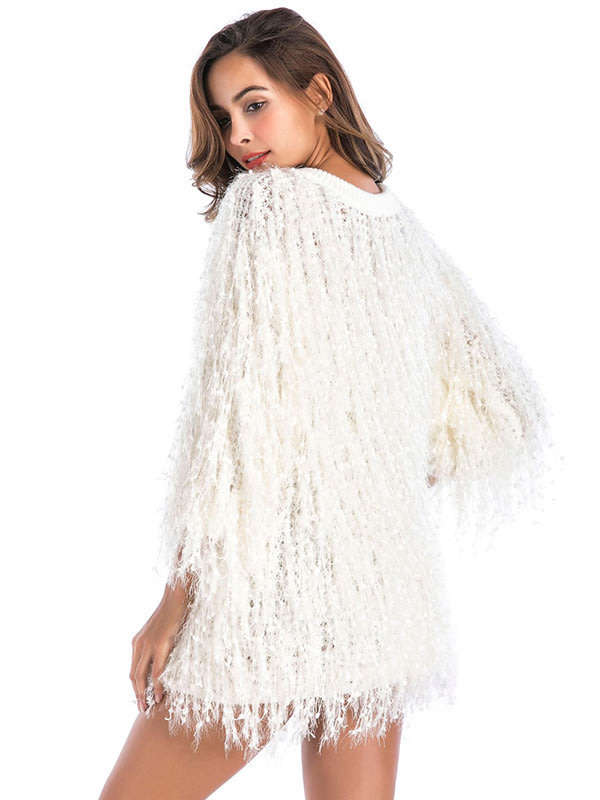 KNITWEAR/KNITTED SWEATERS/PULLOVER SWEATERS/CHUNKY SWEATER/FLUFFY SWEATERS/BEIGE SWEATERS