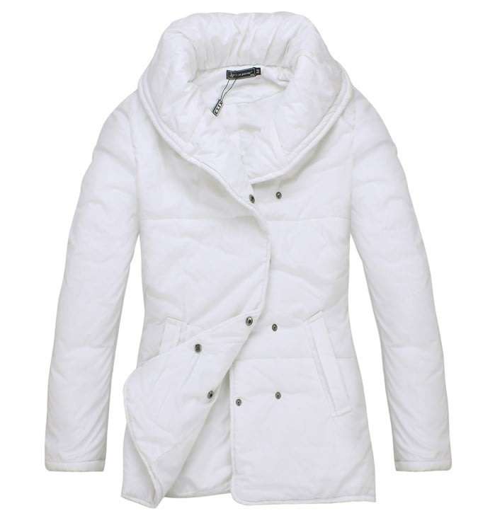 Ladies white long jacket thick jacket coats